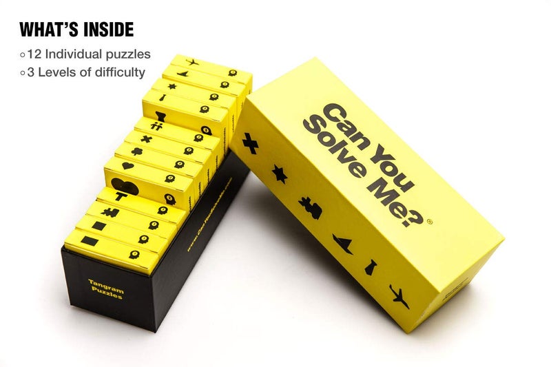 Can You Solve Me? 12 Puzzle Gift Set - Challenging Tangram, IQ Toy, Brainteaser, Mind Game for Children + Adults -Includes 12 Geometric Shapes & 3 Varying Difficulties (Family Game Nights, Desktoy) - Image 5